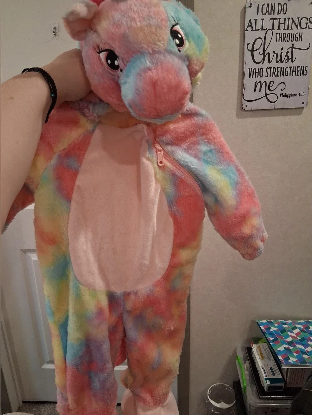 Kids Rainbow Plush Unicorn Costume- Multicolor Size 6-12 Months